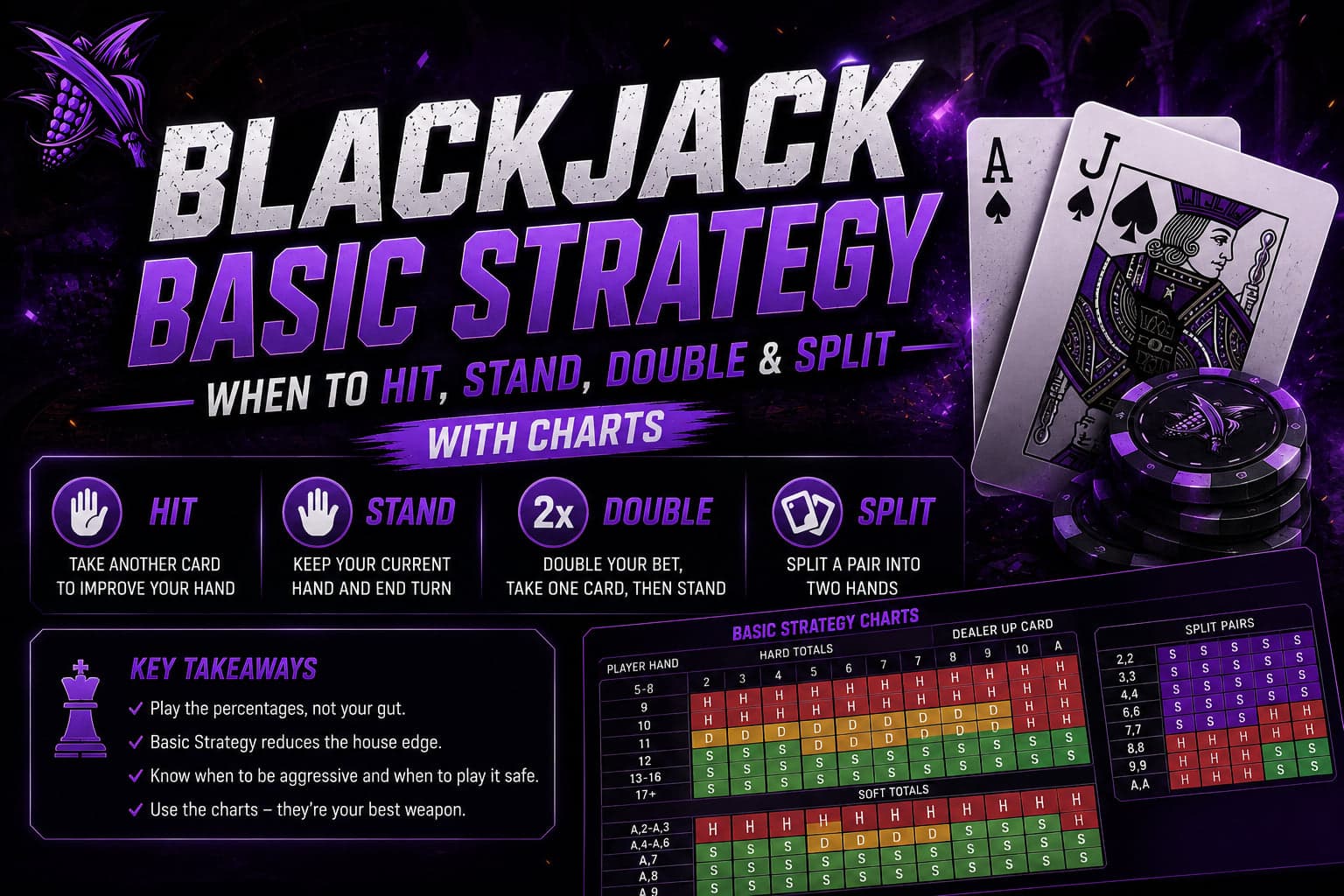 Blackjack Basic Strategy: When to Hit, Stand, Double & Split (With Charts)