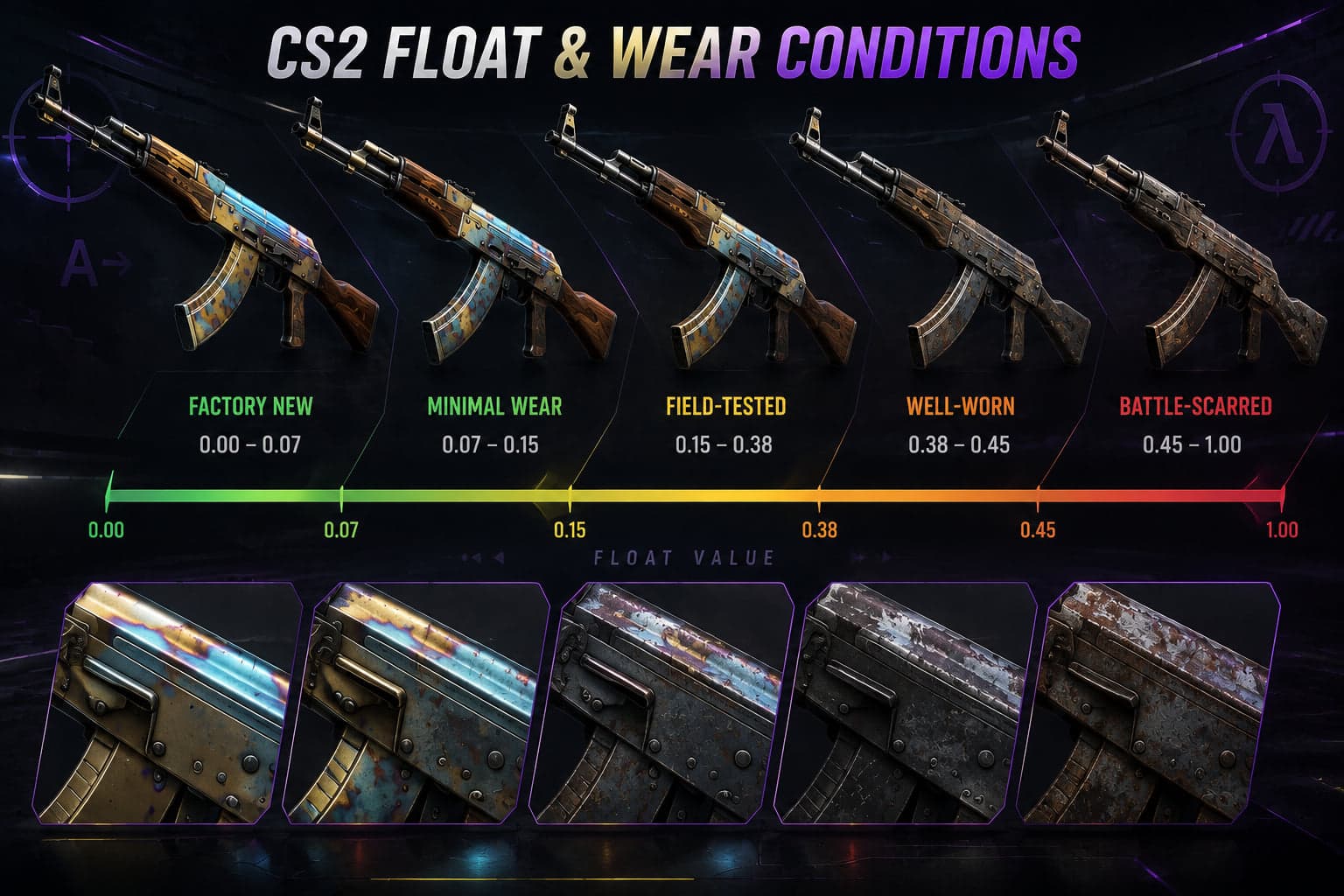 CS2 Float and Wear Conditions Explained: What the Number Actually Means